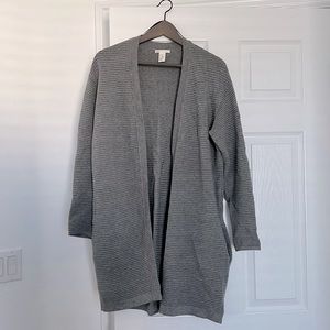 H&M Gray ribbed cardigan, midi, oversized xs/s